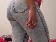 Thick Booty Latina in Sexy Lingerie Changing into Tight Jeans Caught on Camera 16/16