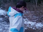 Snowy Piss At Dusk In The Woods Of Canada 16/16