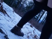 Snowy Piss At Dusk In The Woods Of Canada 9/16
