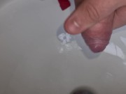 19 year old playing with uncut cock and pissing fun