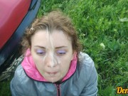 прекрасный миньет от миленькой школьницы на улице возле мотоцикла всё личико залито спермой 16/16