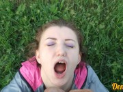 прекрасный миньет от миленькой школьницы на улице возле мотоцикла всё личико залито спермой 7/16