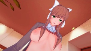 DDLC: Futa Monika bang you, then you bang her | Male Taker POV