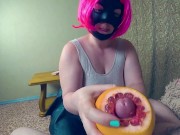 Milf sucked and brought to orgasm using grapefruit technique