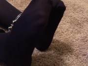 Sexy Foot Fetish Girl Shackles herself and Teases her Stinky Nylon Pantyhose 11/16
