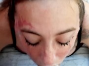 POV sloppy gagging throat fuck THROAT PIE SURPRISE