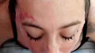 POV sloppy gagging throat fuck THROAT PIE SURPRISE