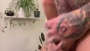 Tattooed Beefcake Cumshot POV XxX Jack Off & Jizz All Over Myself Close Up