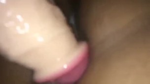 fucking my FAT CREAMY pussy with BIG dildo