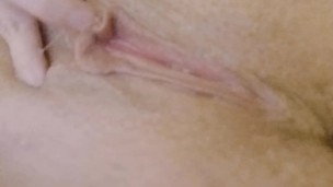 Tight wet pussy orgasms and creams Close-Up after teen fingering and massaging clit!