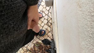 Guy filming himself wanking outside from eye view perspective
