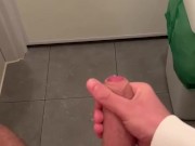 Man solo huge cum in bathroom