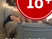 Wife fucks a cheating married man from reddit while husband hides in the closet - creampie finish 