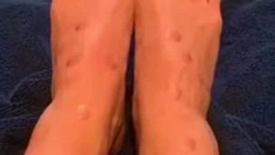 Hot candle wax on my sexy feet 