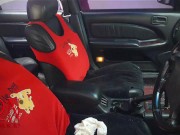 A lady masturbates in a car in a parking lot Teasing a clit with a dildo 14/16