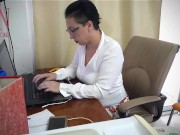 Woman secretary gets fucked with a dildo. in the office Part 3 14/16