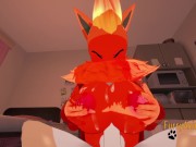 Pokemon Hentai - Flareon boobjob to dog with cum in her tits