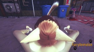Furry Yaoi - Fox blowjob to Dog and cums in his mouth in the street