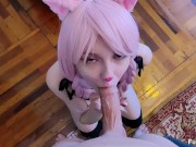 This kitty licked all the cream! Whipped cream blowjob 2/16