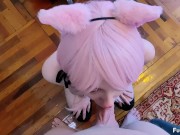 This kitty licked all the cream! Whipped cream blowjob 5/16