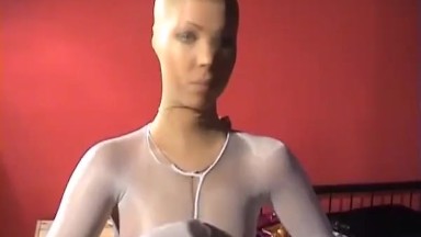 Hot Babe's Body Full Encased In Nylon Pantyhose Masking - Shiny Spandex And Sexy Latex - Part 1