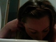 Fat toilet licking whore taking a piss 14/16