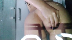 SEXY college SLUT in the shower SPANKING her ASS really HARD until she gets 1 SCRATCH in her BUTT 