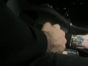 Stroking Huge 9” Cock while Driving on Freeway