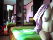 lady tries on her BF's underwear. Men's shirts and pants. Part 2 8/16