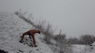 Gay Winter Story - best moments from new video - outfdoor public dildo play and hole stretching