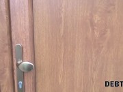 DEBT4k. Pregnant lovely with red hair spreads legs for the debt collector 1/16