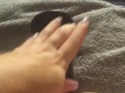 Fucking my tiny pussy with moms huge bbc dildo while watching gangbang porn 7/16