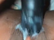Ebony Creams On Big Black Dildo 13/16