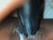 Ebony Creams On Big Black Dildo 6/16