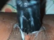 Ebony Creams On Big Black Dildo 9/16