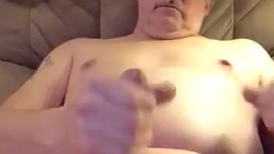 Stroking with a cock ring 