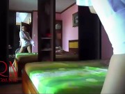  lady tries on her BF's underwear. Men's shirts and pants. Part 3 10/16