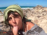 Horny Girl want his dick in a Public Beach and Take a Big Facial 4/16