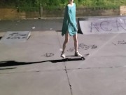 Girl Skateboarding completely naked 2/16