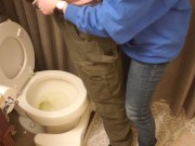  My girlfriend holds my dick and helps me pee pissing  12/16