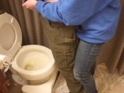  My girlfriend holds my dick and helps me pee pissing  14/16