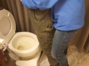  My girlfriend holds my dick and helps me pee pissing  15/16