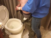 My girlfriend holds my dick and helps me pee pissing  5/16
