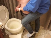  My girlfriend holds my dick and helps me pee pissing  7/16