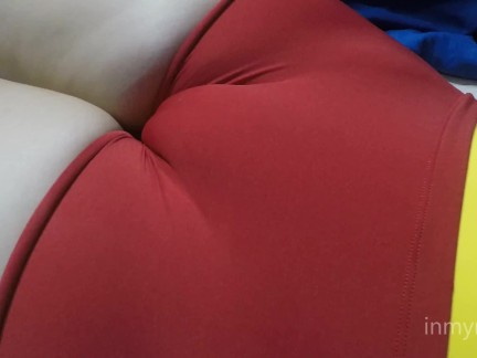 My gym shorts and swimsuit make my tight pussy mound cameltoe like this.