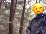 Young Guy Power Pissing on a Hike