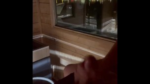 HOT sauna handjob in luxury hotel HOMEMADE