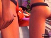 Lesbian Threesome Double Penetration Between Friends - Sexual Hot Animations 8/16