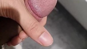 Stroking my hard girthy cock in slow motion
