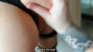 pressed against the wall slim baby in body harness, fucked and cum on ass - Sunako_Kirishiki